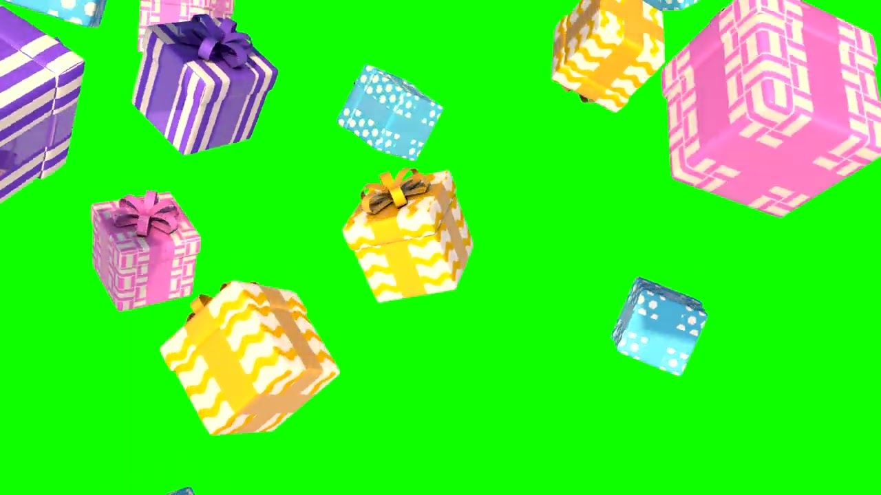 Green Screen gift box falling effect Free 4K Christmas overlay
