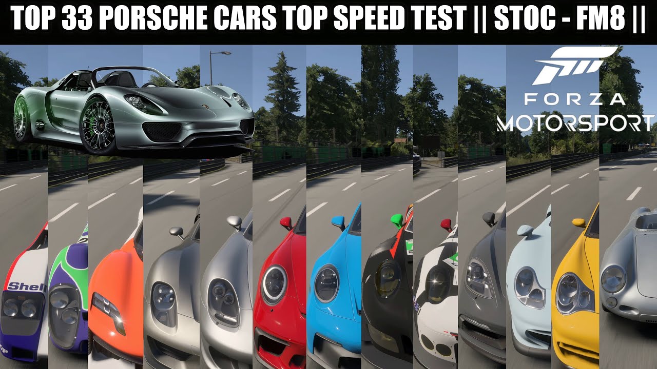 TOP 33 FASTEST PORSCHE CARS TOP SPEED BATTLE || Forza Motorsports 2023 - All Porsche Cars Top Speed