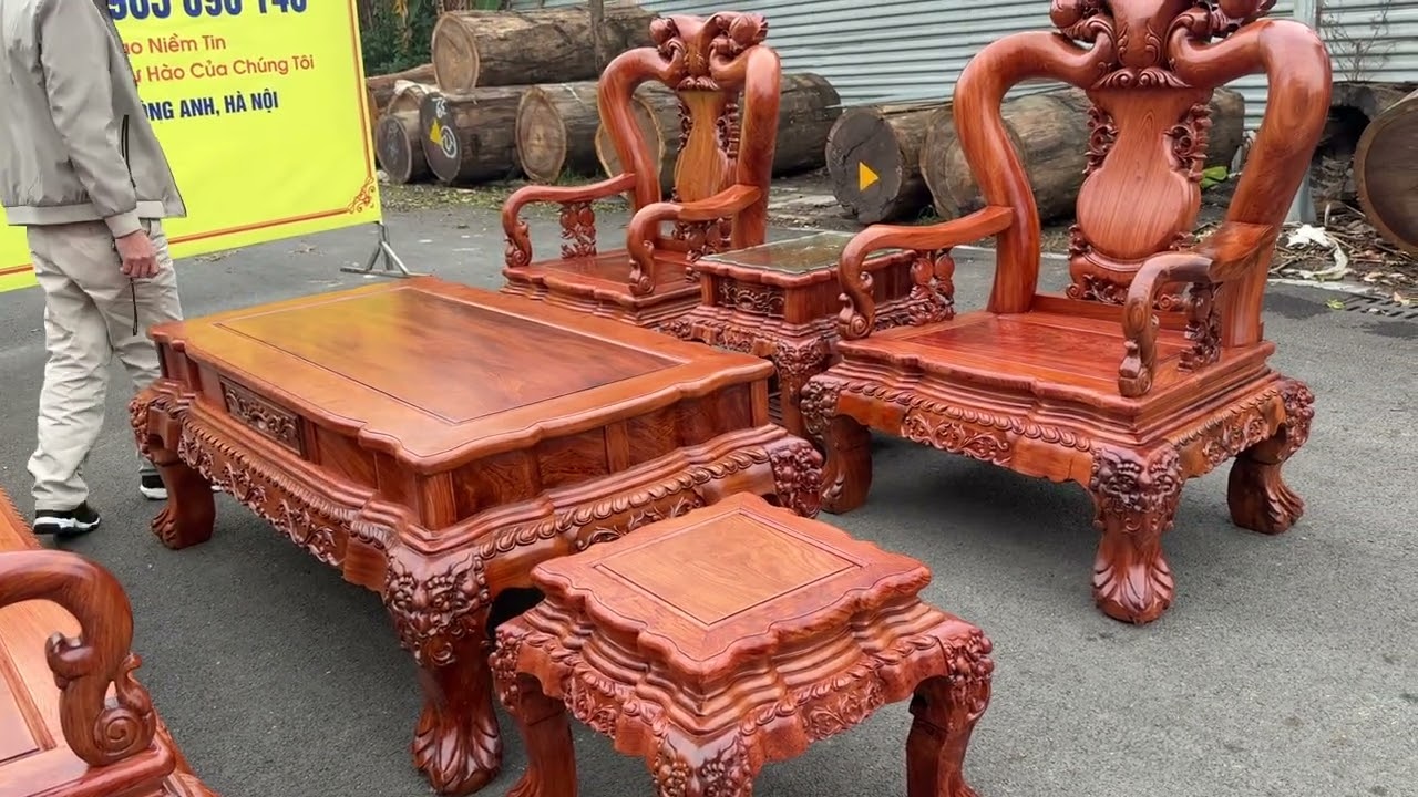 Bộ Minh Quốc đào chim cột 12 chân 14 gỗ hương đá . Hàng đặt đỉnh cao