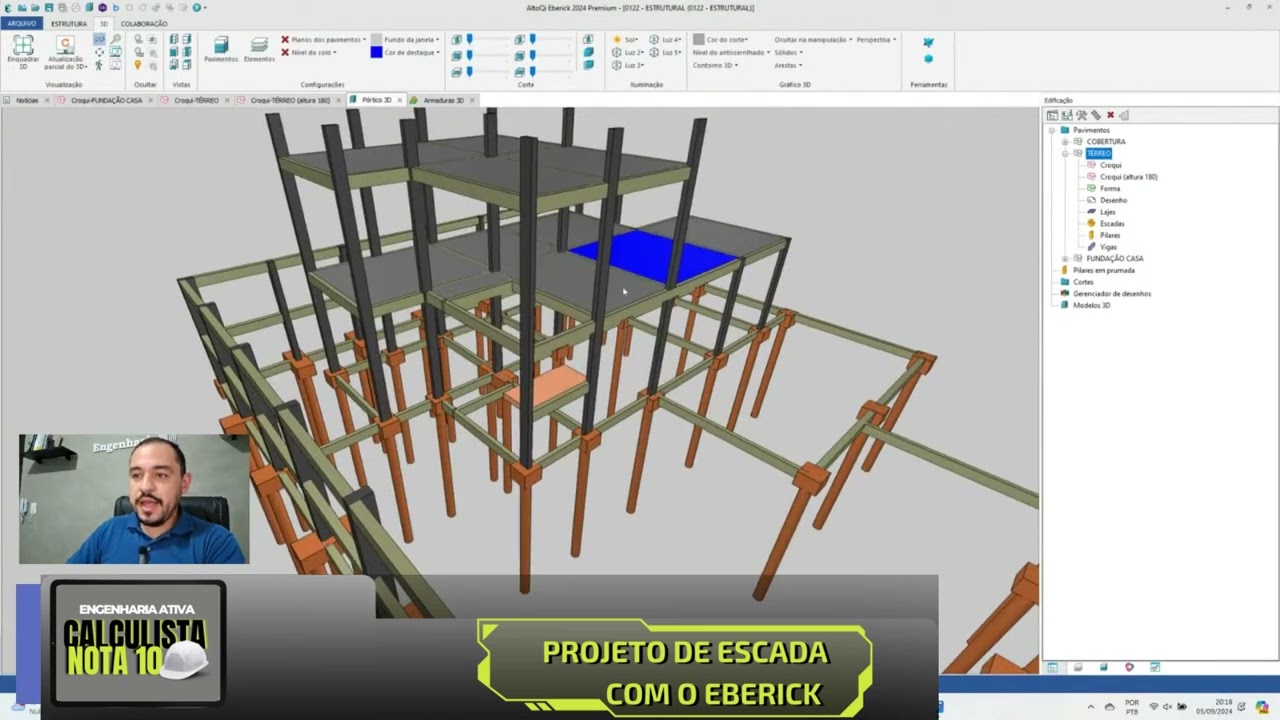 Projeto estrutural de escada no Eberick em apenas 5 minutos