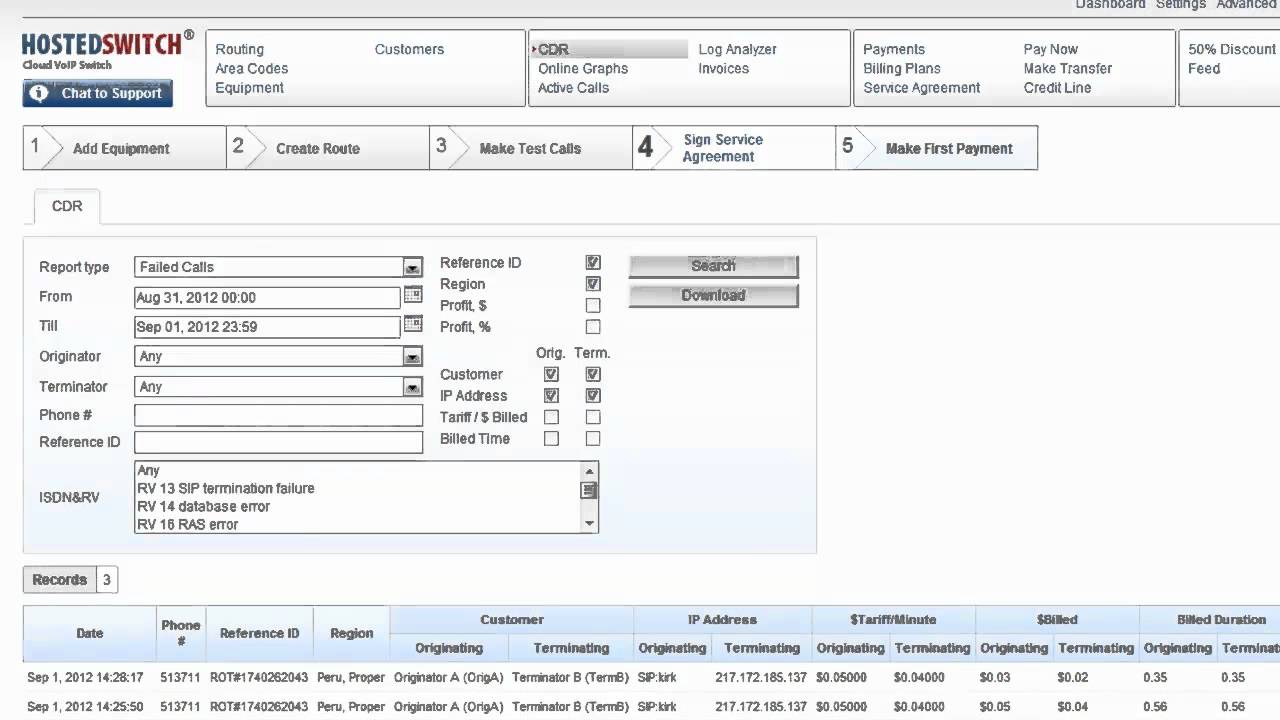 HostedSwitch&reg; - Call Detail Records