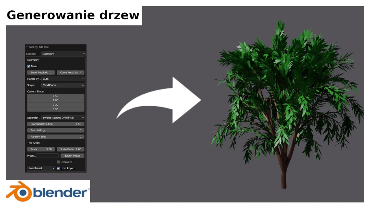 Generowanie i animowanie drzewa w blenderze