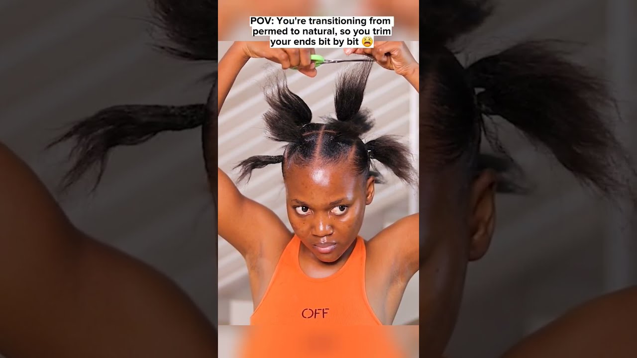 POV: You're transitioning from permed to natural hair so you trim your ends bit by bit