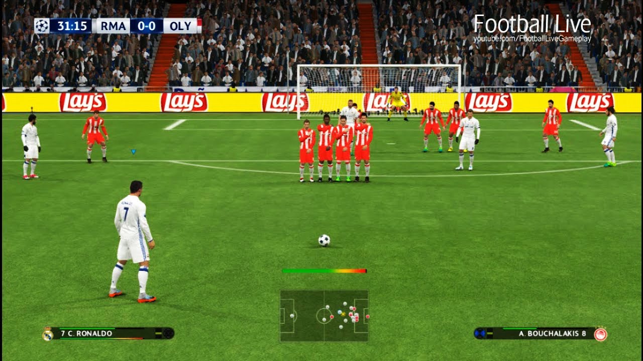 PES 2017 | Real Madrid vs Olympiacos | C.Ronaldo Free Kick Goal & Full Match | UEFA Champions League