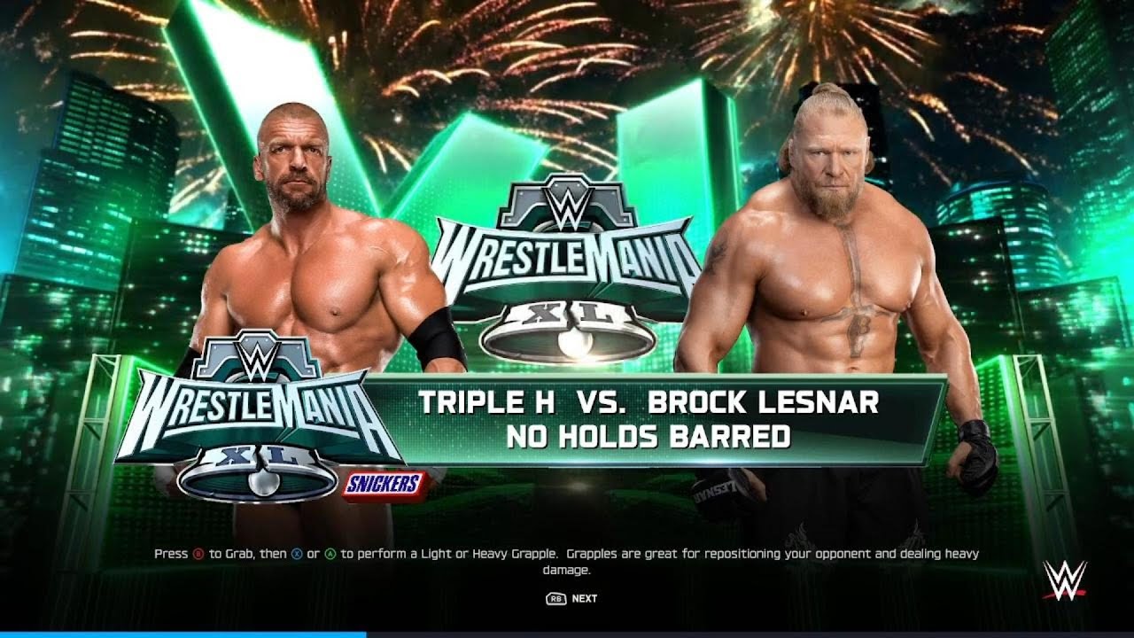 WWE 2K25 Triple H vs Brock Lesnar | No Hold Barred Match : Wrestlemania 2024
