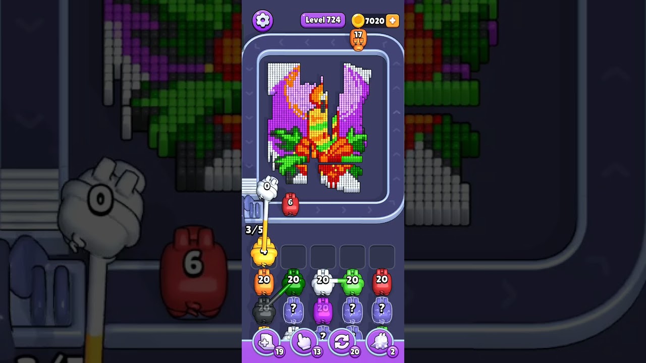 #pixelflow level 724..The Solution. Slowly but done 😃 #pixy6 #unstoppable #funny #smartgame #satisfy