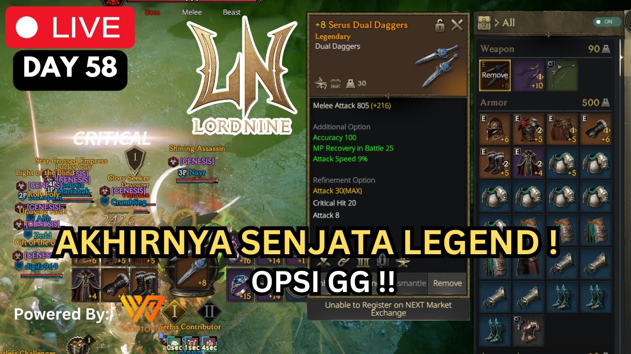 Day 58 - Akhirnya Pakai Senjata Legend Opsi GG Parah !! #lordnine (Portrait)