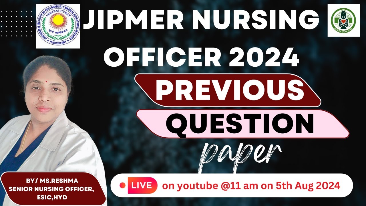 JIPMER PREVIOUS YEAR QUESTION PAPER OF NURSING OFFICER #jipmer