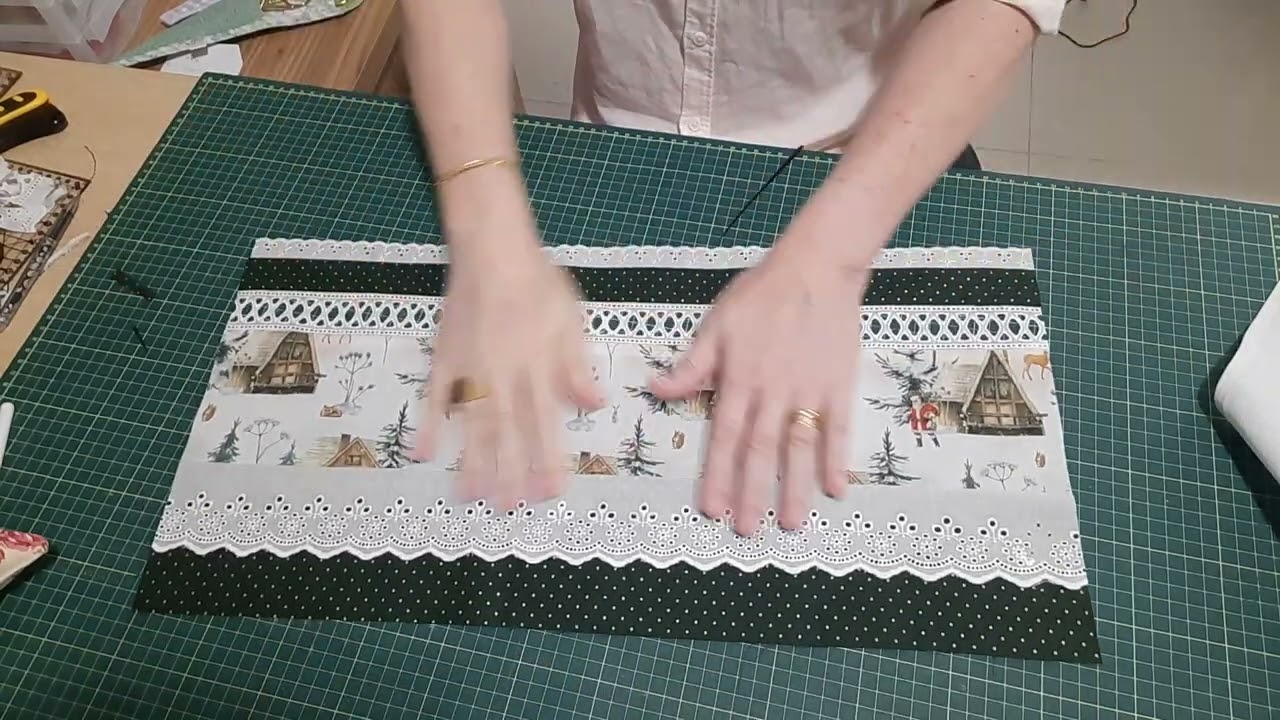 Pano de prato natal com entremeio parte 2