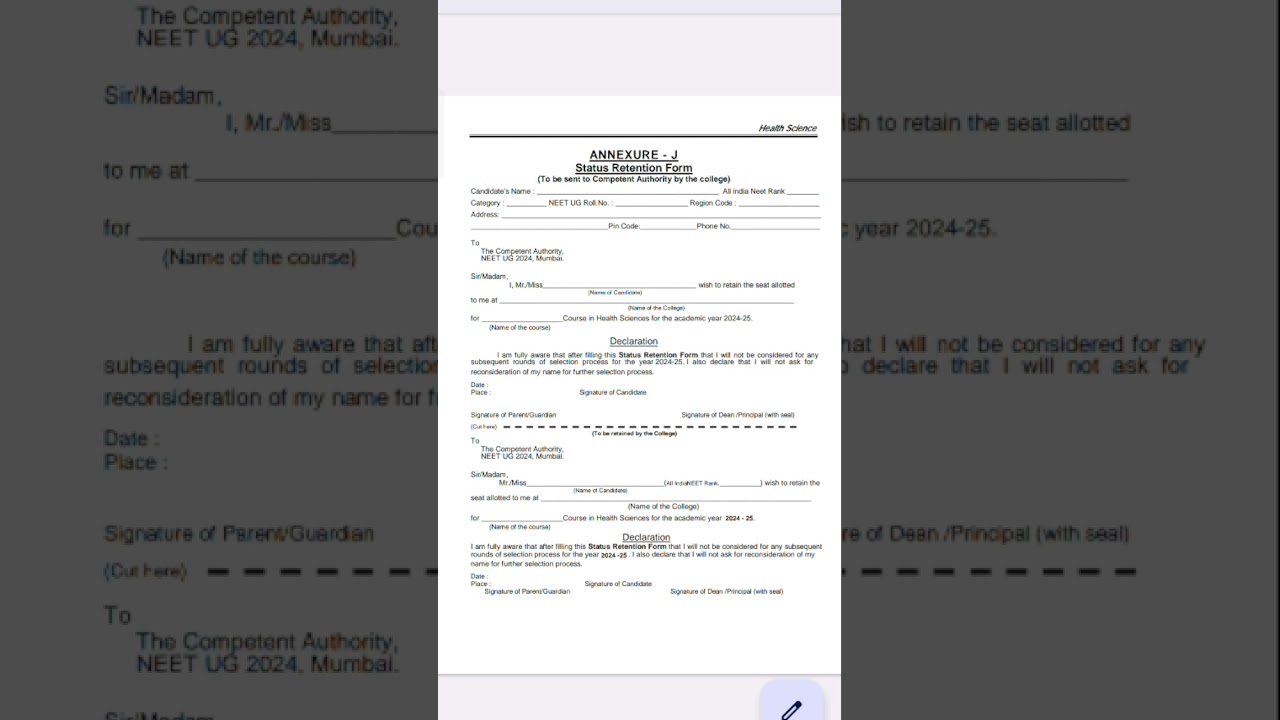 status retention form #motivation #maharashtra #medicalcolleges #supremecourtneet #mbbs