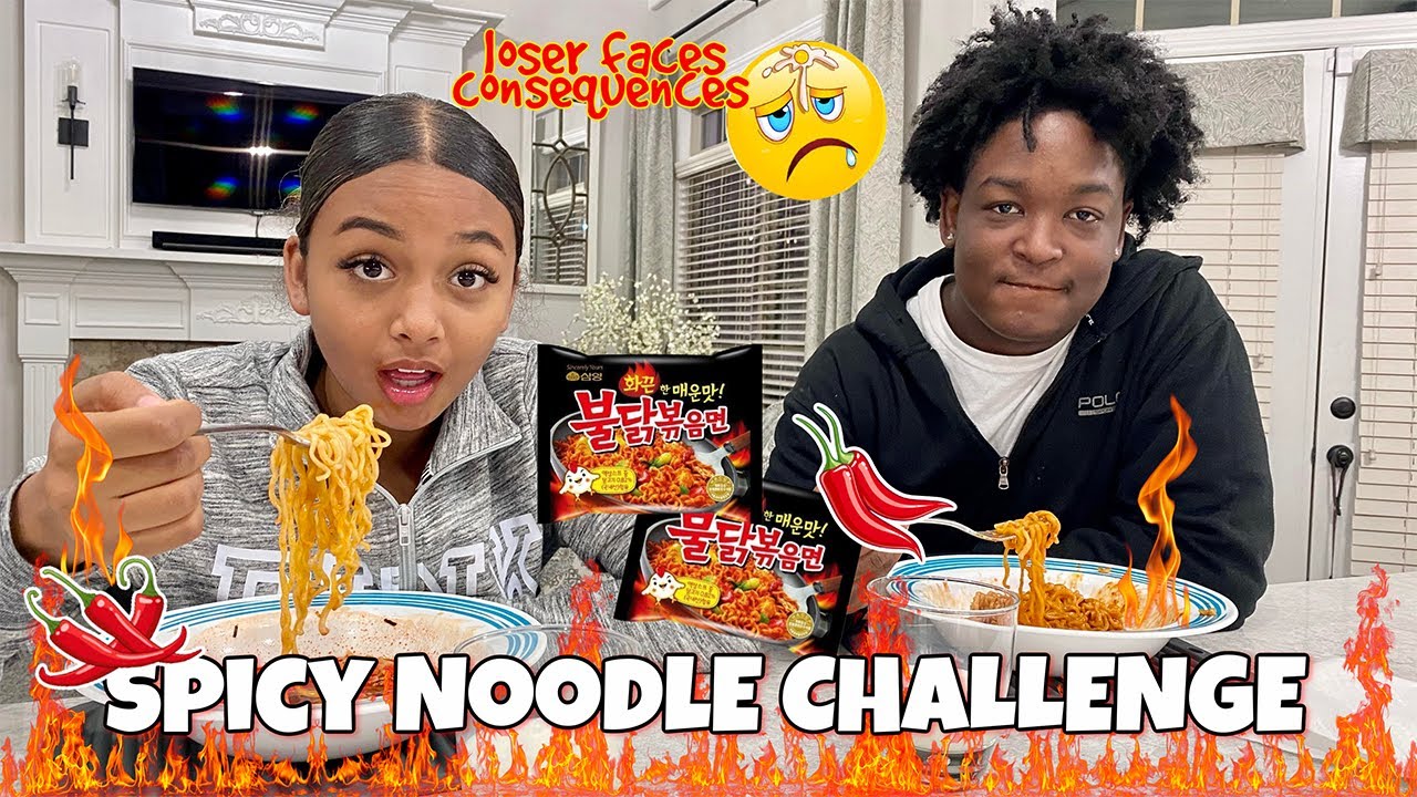Spicy Noodle Challenge *loser faces consequences* | LexiVee03