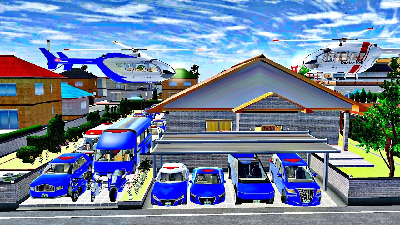 All Blue Simulator Police Cars 🚓, Motor Bike & Ambulance 🚑 Collect At Girl House - SAKURA 🥶🩵🩵