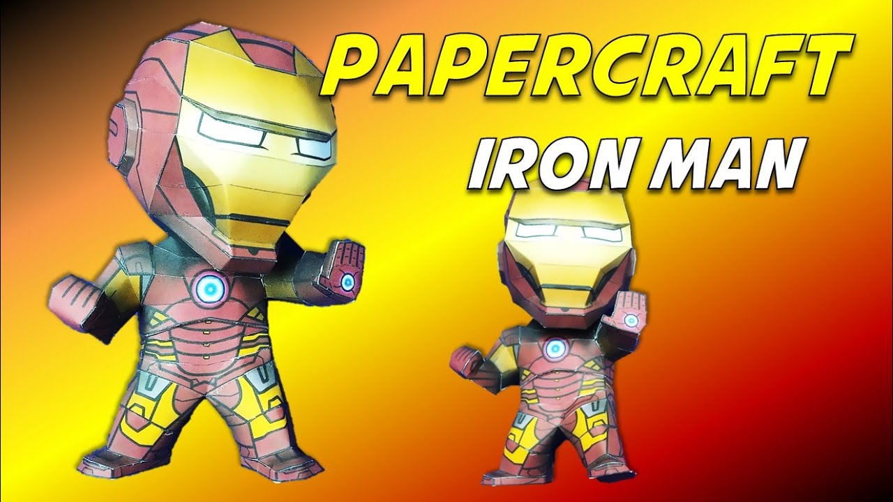 IRON MAN CHIBI de papercraft sin lineas paso a paso