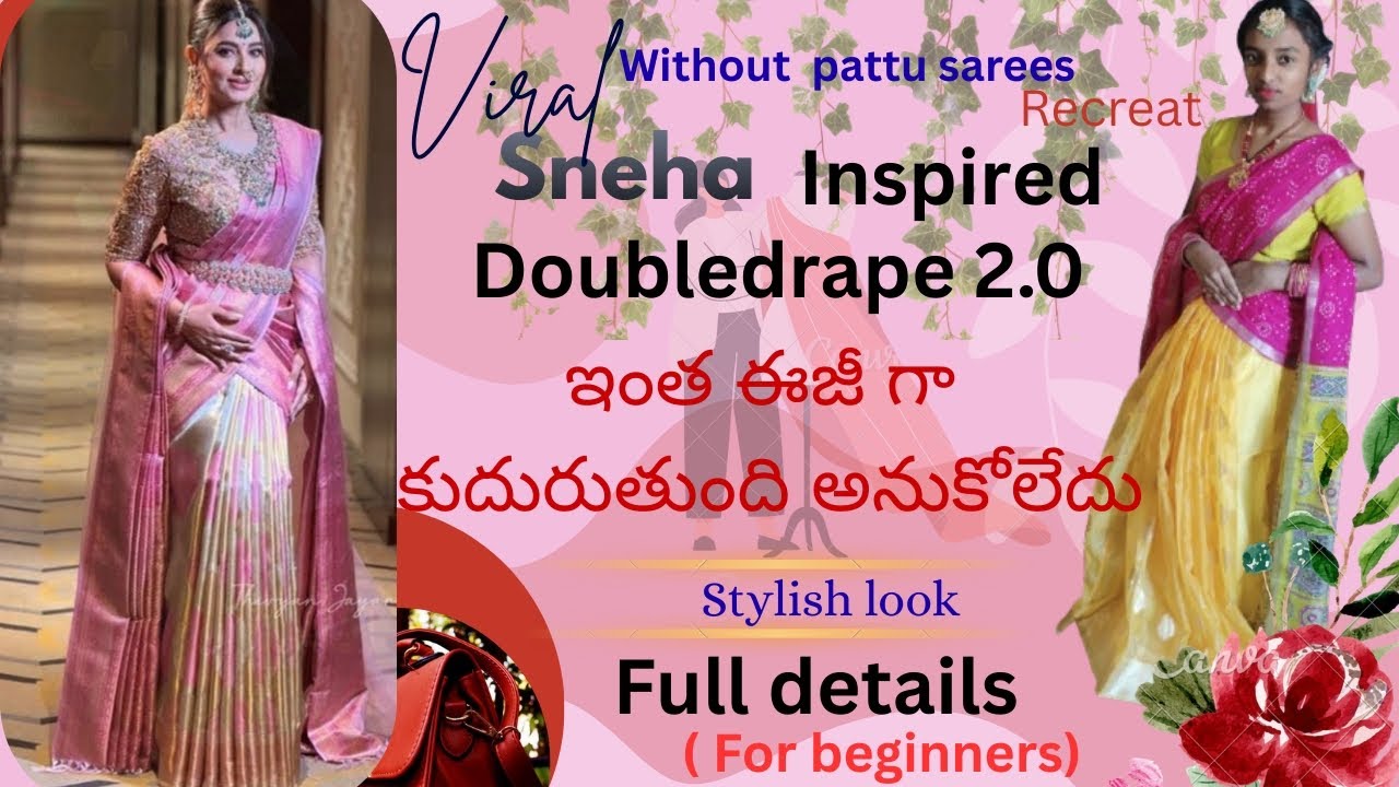 Sneha stylish look doubledrape 2.0🥻 recreat in simple method (for beginners)/ Saree draping #2026 