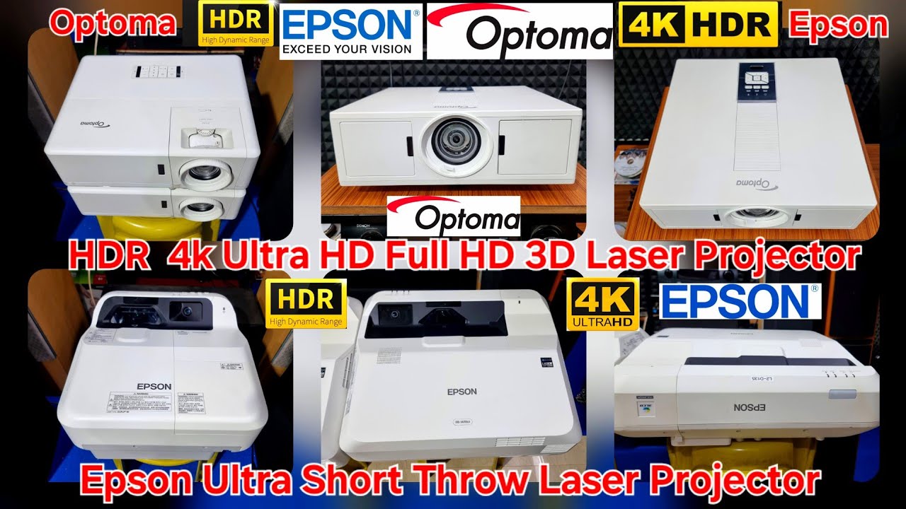 Optoma ZU500TST & Optoma ZW406-W DLP 4k Laser, Epson EB-1470Ui Ultra short throw Laser Projector