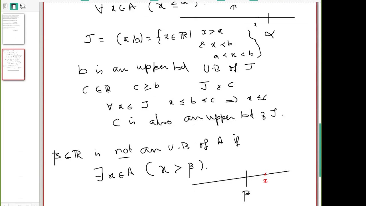 Real Numbers: Lecture 1 (UpperBounds)