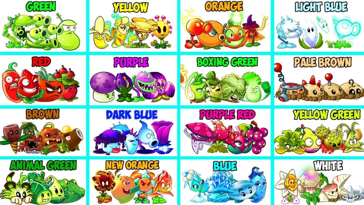 Random 16 Team COLORFUL Plants Battlez - Who Will Win? - Pvz 2 Team Plant vs Team Plant