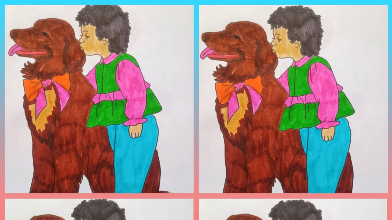 ColouringdogandgirlWithBRUSHPENS#dogandgirlcolouring#colringwithbrushpens#brushpen#satisfying#vi#art