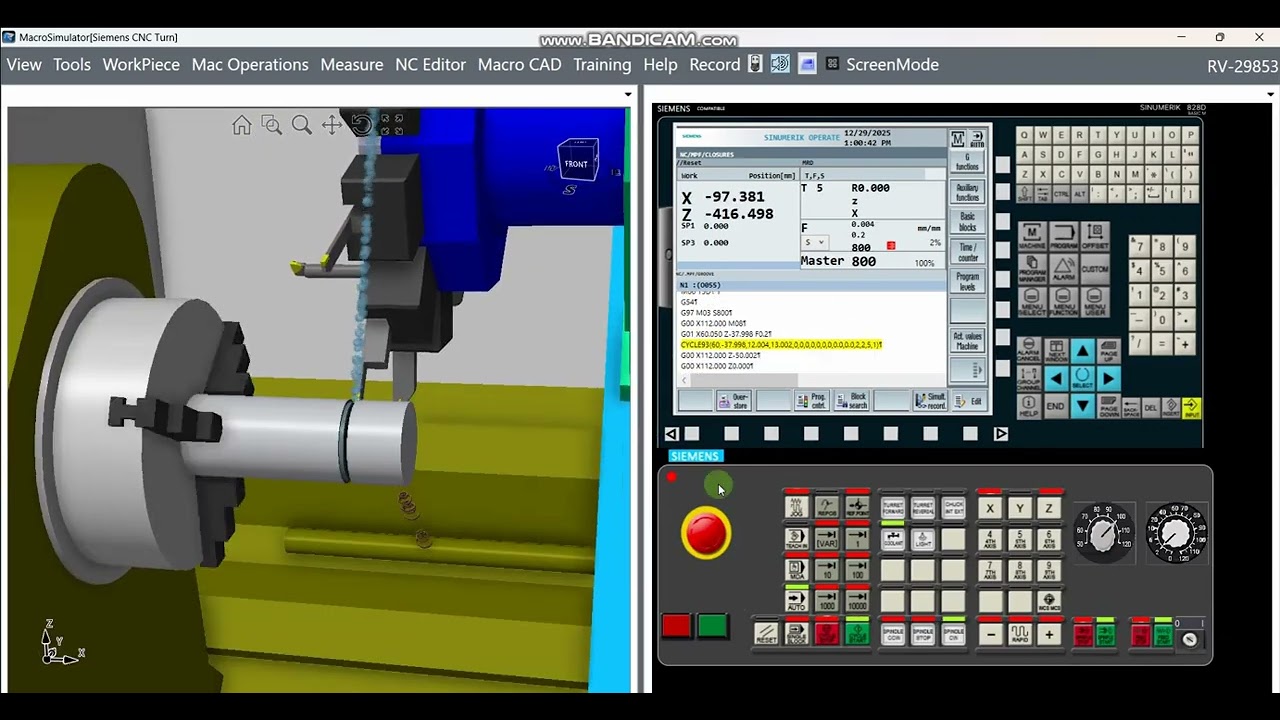 CNC Simulator –  Facing and Grooving Operation in Siemens Compatible Lathe Machining Simulation