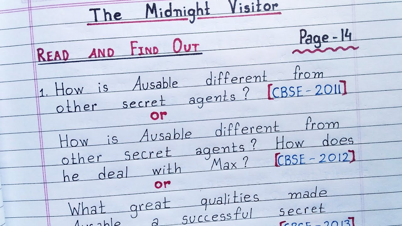 The Midnight Visitor | Read and Find Out | Page no. 14 | Supplementary Reader Chapter 3 |