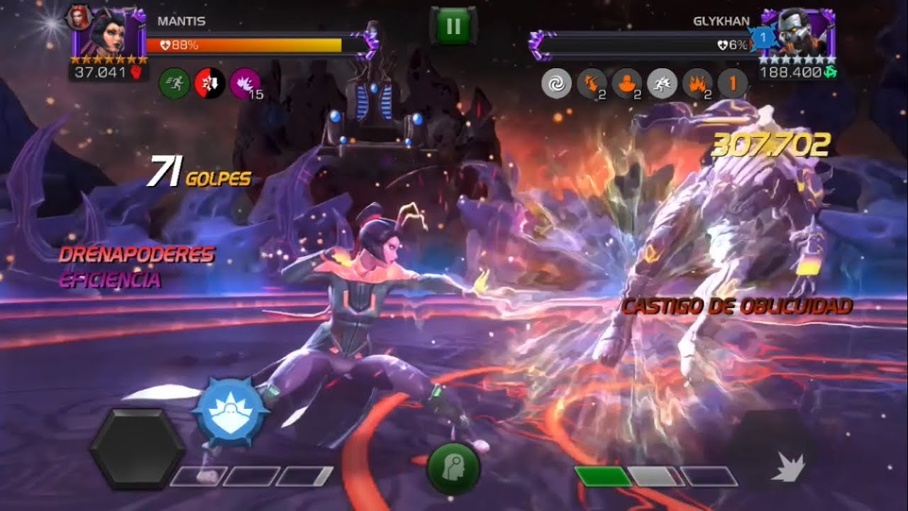 MCOC jefe del acto 8.4.6 , no se pudo el ONE SHOT.con uno de sus mejores counters Mantis vs Glykhan