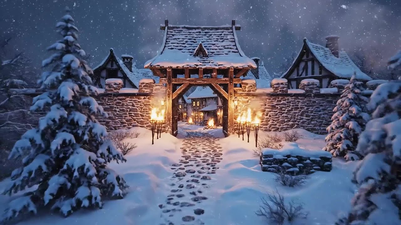 🎄 Snowfall Ambience and Fireplace Calm for Study, Focus Work and Relaxation