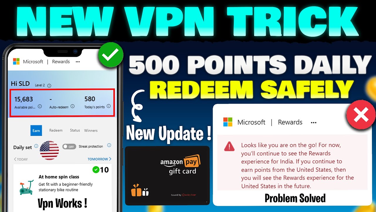New VPN TRICK 2024 ✅ For Microsoft Rewards : 500 Points Daily | New Update
