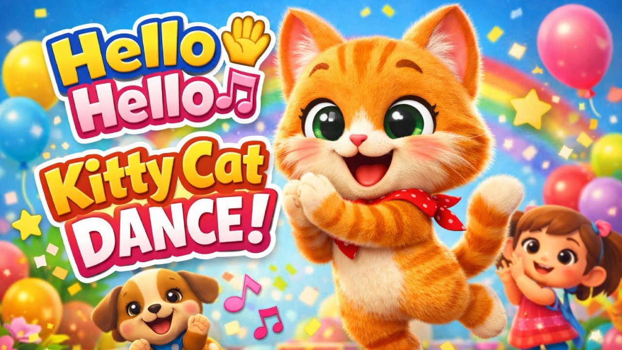 Hello Hello Kitty Cat Dance 🐾 | Cute 3D Animation Dance Song for Kids