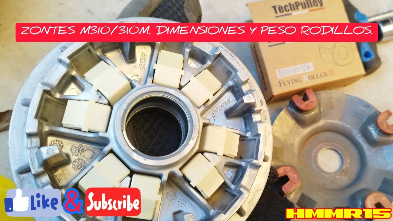 Zontes M310/310M Rodillos TECHPULLEY, dimensiones, peso y más!! Rollers, dimensions, weight.