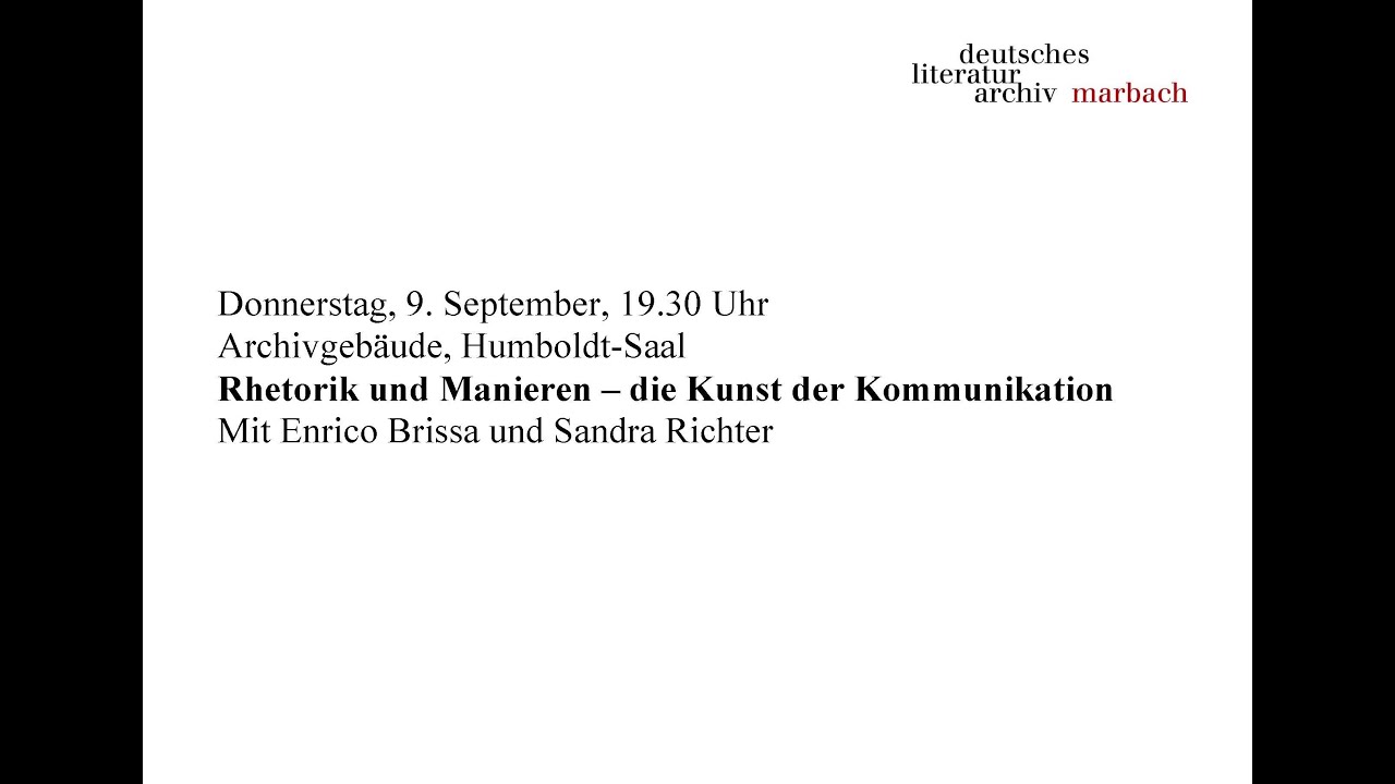 »Rhetorik und Manieren« – die Kunst der Kommunikation. Mit Enrico Brissa und Sandra Richter