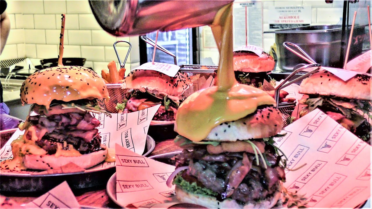Burger Paradise ! Melted Cheese over Superloaded Burgers. Street Food in Gdansk, Poland