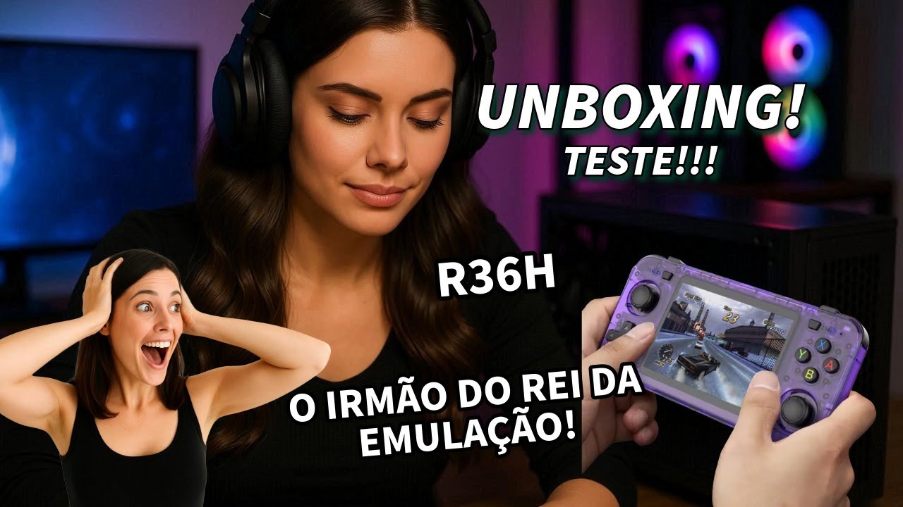 R36H (Irmão do R36S) - UNBOXING e TESTE: O Portátil RETRÔ mais BARATO e Potente para Emulação!