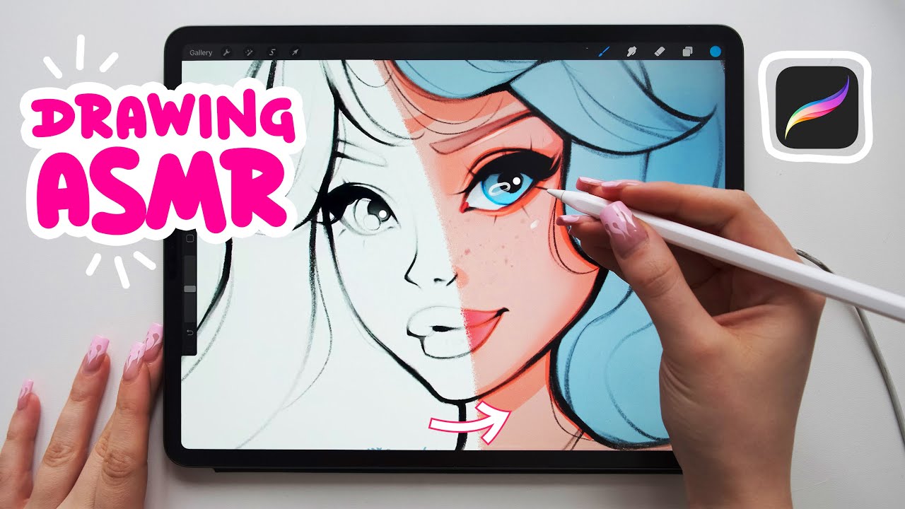 SATISFYING coloring process + ASMR scratching sounds (Procreate)