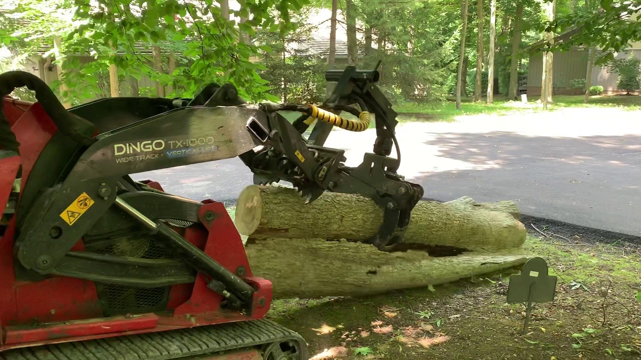 Toro Dingo TX1000 with Branch Manager Grapple moving logs.