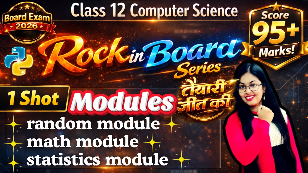 Python Modules | random , statistics and math module 1 Shot  | CBSE Class 12 Computer Science