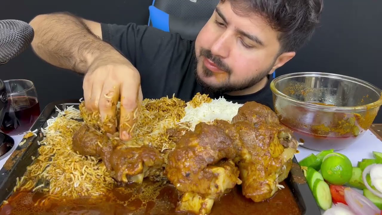 ASMR; Eating Huge Spicy Nulli Bones with rice extra gravy salad drink real mukbang no talking