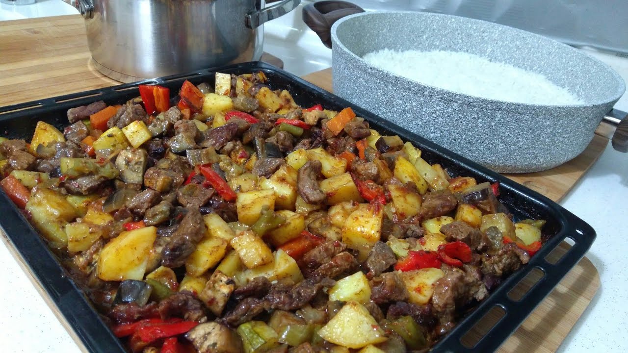 Fırında Etli Sebze Kebabı İle Kolay Akşam Yemeği Menüsü/Çorba/Pilav/Seval Mutfakta