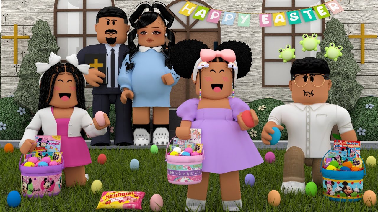 OUR FAMILY EASTER SUNDAY CHURCH ROUTINE!! *EGG HUNT*!!| Bloxburg Family Roleplay
