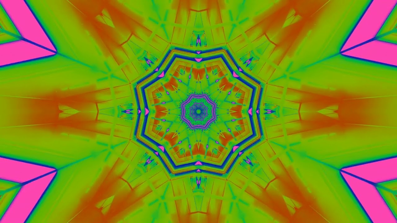 10 hours Neon Tunnel Kaleidoscope Green screensaver pc Vj loop 4k uhd 60fps