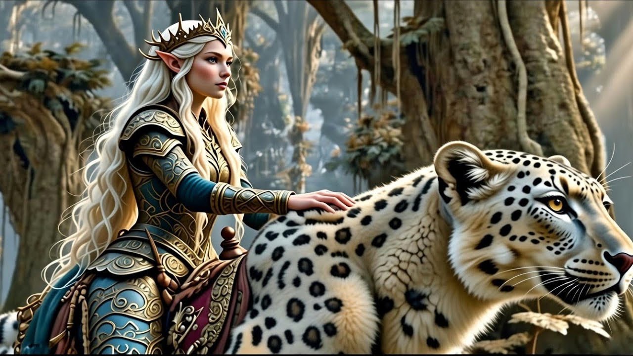 The Elven Queen of the Wild | Guardian of the White Leopard | Fantasy Art 