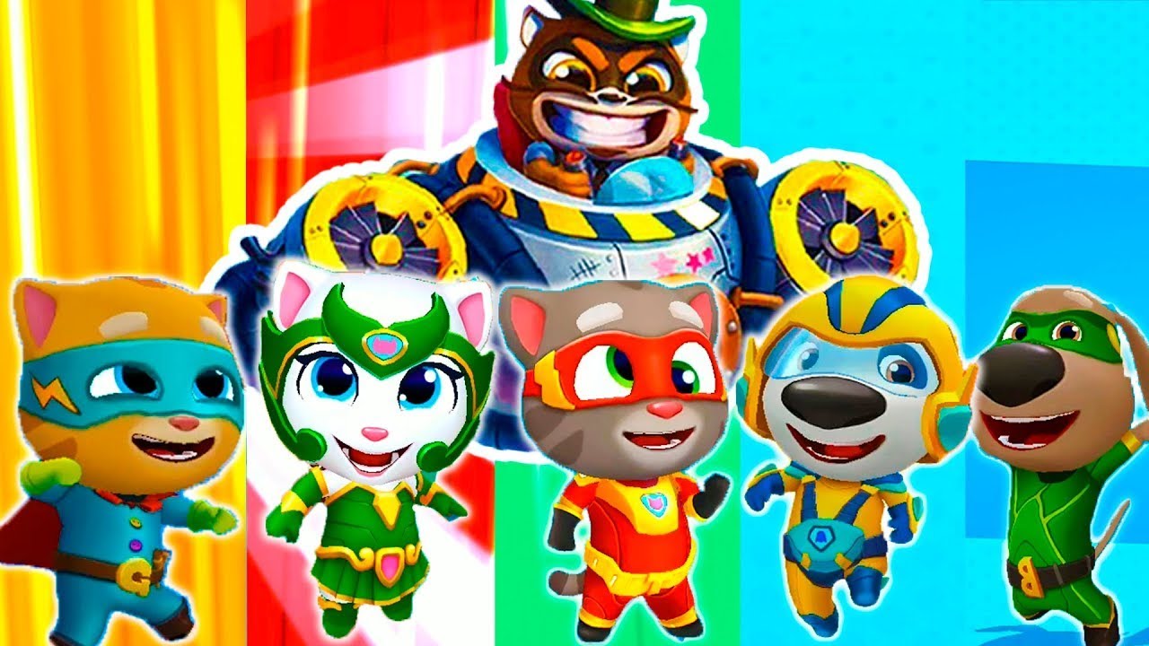 Talking Tom Hero Dash - Full Gameplay - Defeat All Bosses - Unlock Every Hero