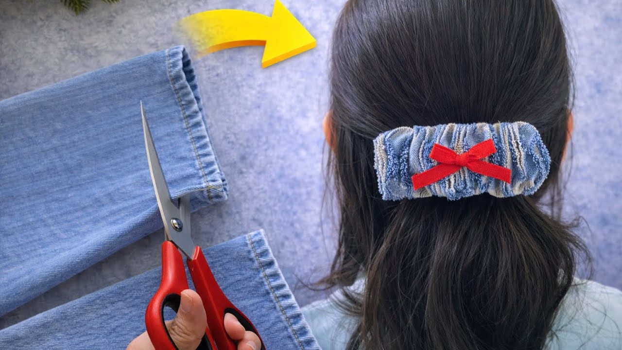 Don&rsquo;t Throw Away Old Jeans 👖! DIY Denim Hairclip