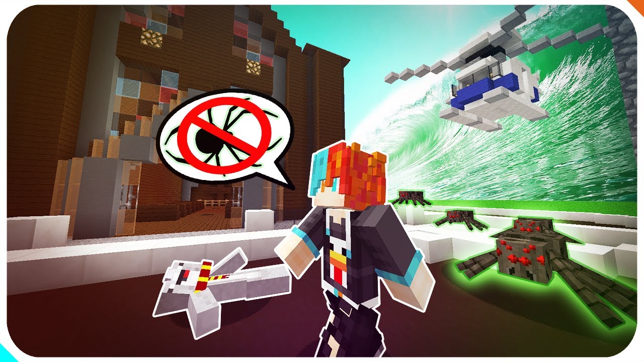 MEGA TSUNAMI DE ARAÑAS VENENOSAS CHALLENGE | RETO BASE TSUNAMI (Minecraft Desastres Naturales)