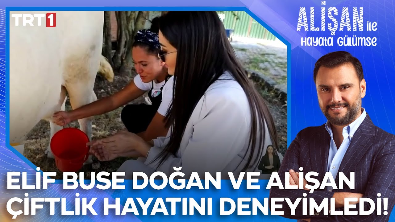 Alişan ve Elif Buse Doğan inek sağdı, çiftlik hayatına girdi! | @AlisanileHayataGulumseTRT