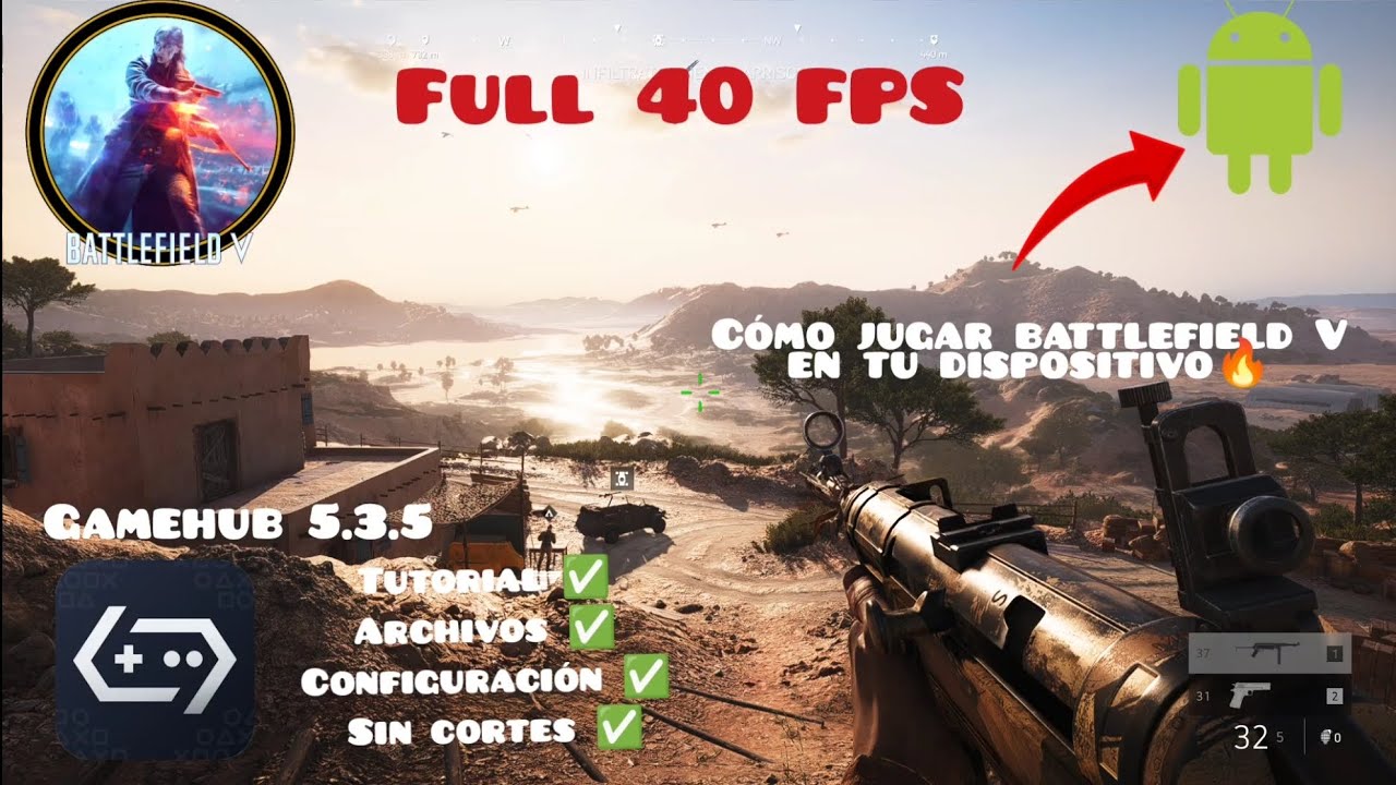 Cómo jugar battlefield V en tu dispositivo Android con gamehub 5.3.5 Windows emulador full 40 FPS 🔥