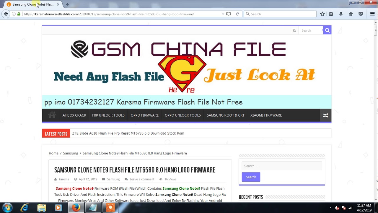 Samsung Clone Note9 Flash File MT6580 8 0 Hang Logo Firmware