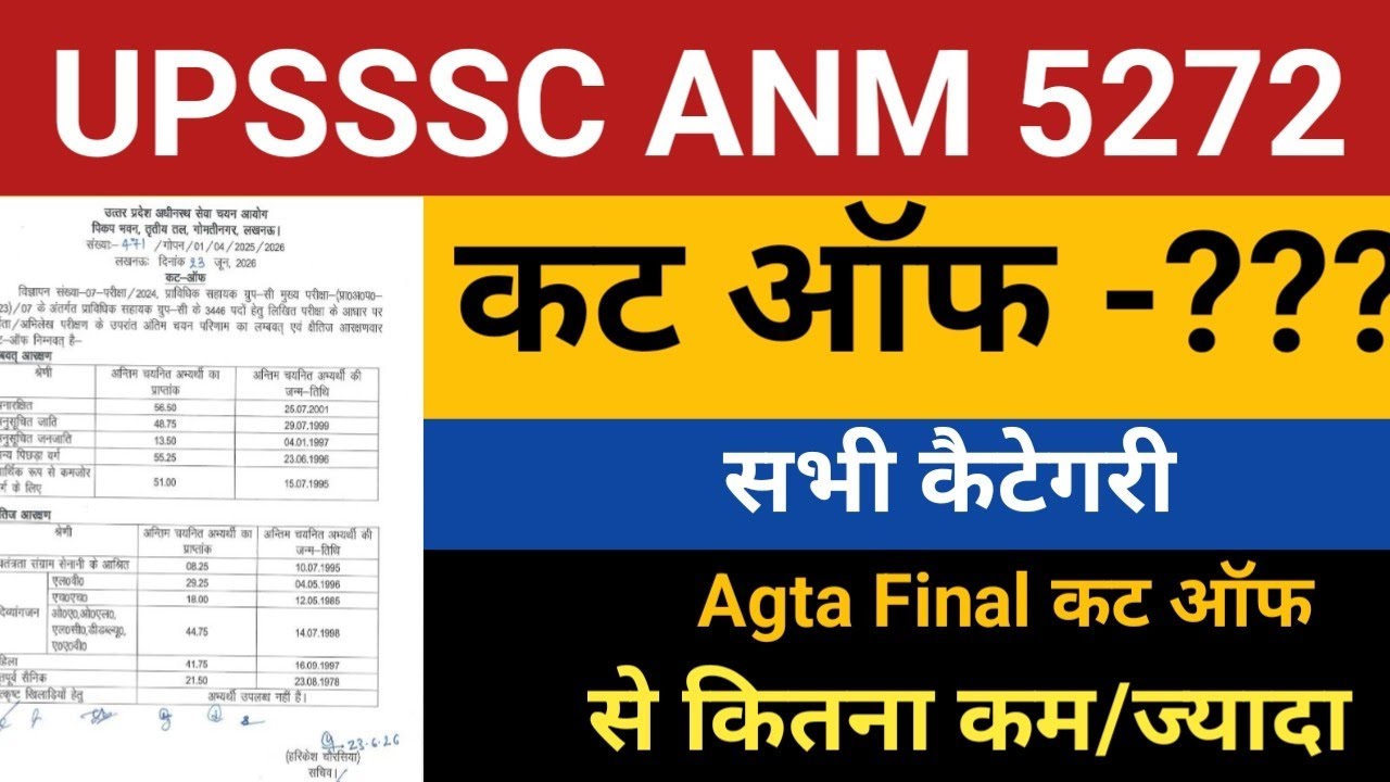 UPSSSC ANM 5272 Vacancy Final Cut Off | ANM 5272 Final Cut Off | UPSSSC ANM 5272 Vacancy DV Result