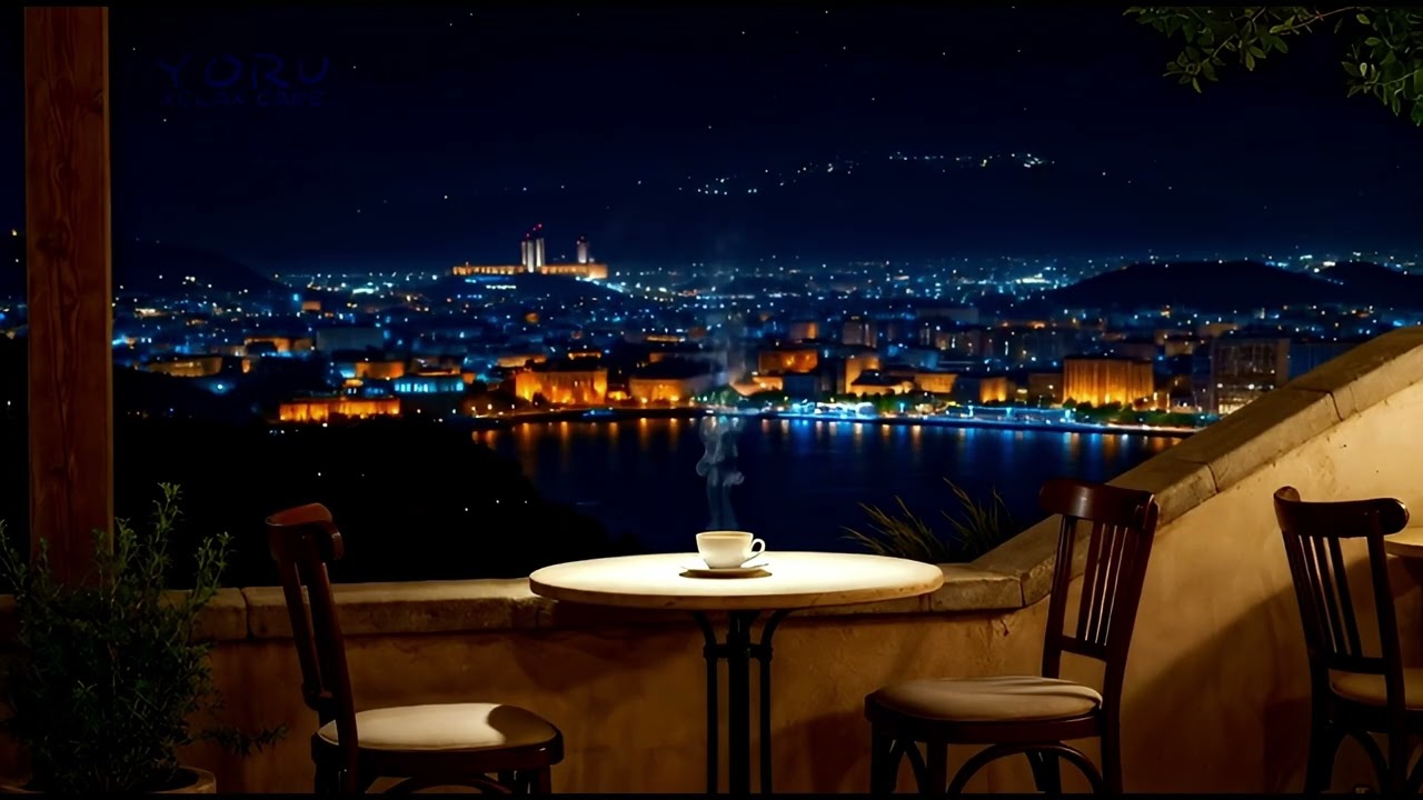 Romantic Night View Café 🌃 | Cozy Jazzhop & Steaming Coffee – Yoru Relax Café