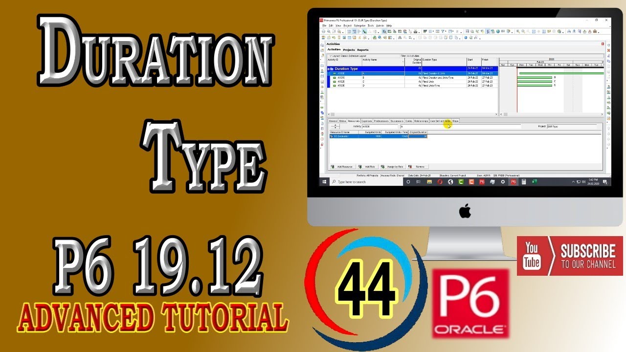 Duration Type Explanation Most Easy way | Primavera P6 | Advanced Tutorial