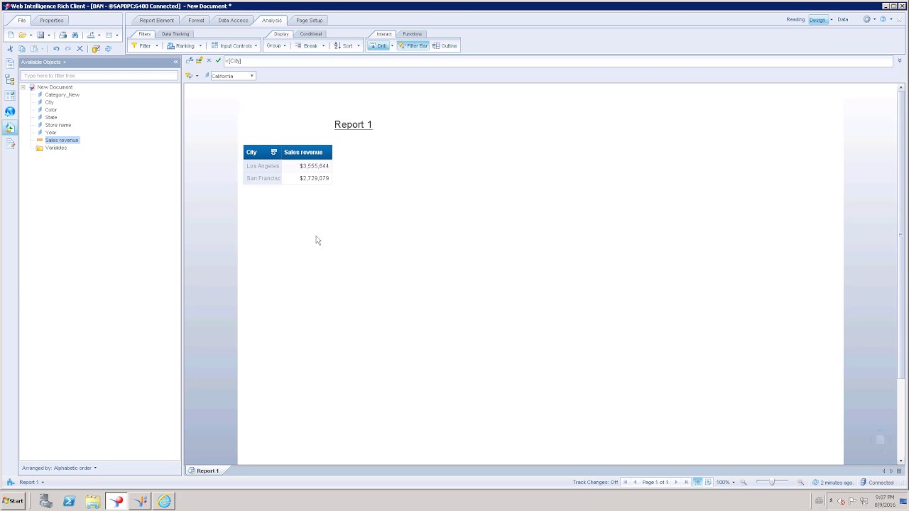 Drill Option in Web Intelligence - Advanced